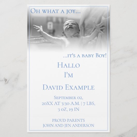 Carte faire-part de naissance avec bébé (Devant)