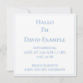 Carte faire-part de naissance avec bébé (Dos)