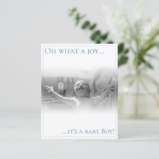 Carte faire-part de naissance avec bébé (Debout devant)