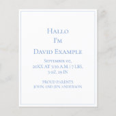 Carte faire-part de naissance avec bébé (Dos)