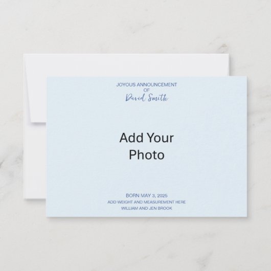 Carte Faire-part de naissance bébé | Ajouter une p (Dos)