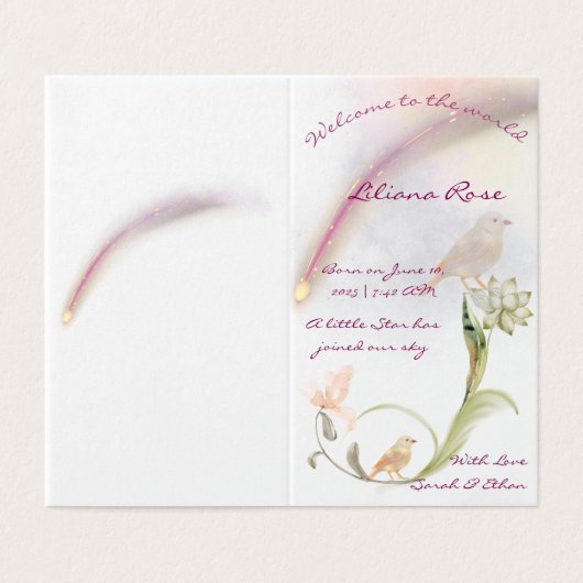 Carte Faire-part de naissance bébé aquarelle (Outside Unfolded)