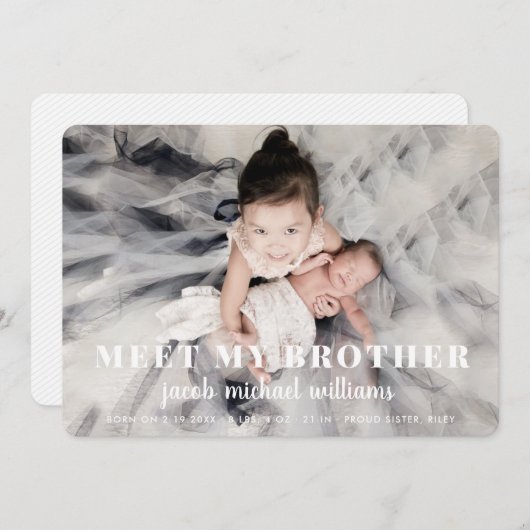 carte Faire-part de naissance bébé frère (Devant / Derrière)