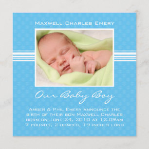 Carte Faire-part de naissance bébé garçon