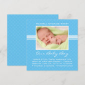 Carte Faire-part de naissance bébé garçon (Devant / Derrière)