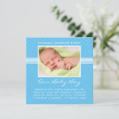 Carte Faire-part de naissance bébé garçon (Debout devant)