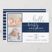 Carte Faire-part de naissance bébé - Marine & Whit (Devant / Derrière)