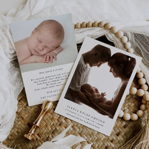 Carte Faire-part de naissance bébé minimaliste pho