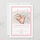 Carte Faire-part de naissance bébé - moderne rose (Devant)