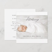 Carte Faire-part de naissance Calligraphie (Devant / Derrière)