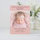Carte Faire-part de naissance chrétienne - rose et (Debout devant)