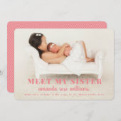 Carte Faire-part de naissance de la soeur bébé_Pea (Devant / Derrière)