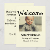 Carte faire-part de naissance de montage minimale (Devant / Derrière)