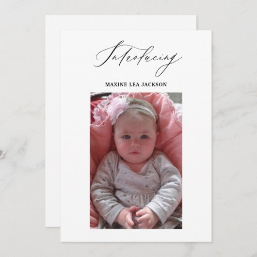Carte Faire-part de naissance fille photo (Devant / Derrière)