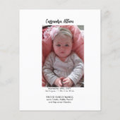Carte Faire-part de naissance fille photo budget (Dos)