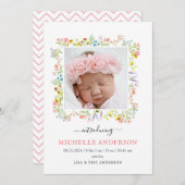 Carte faire-part de naissance Fleurs sauvages (Devant / Derrière)