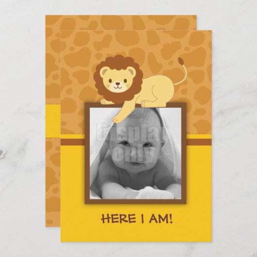 Carte Faire-part de naissance Lion (Devant / Derrière)