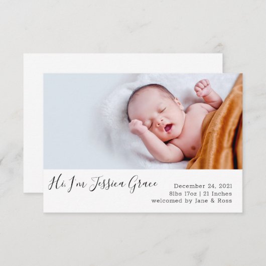 Carte Faire-part de naissance moderne (Devant / Derrière)