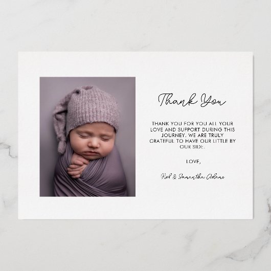 Carte Faire-part de naissance moderne Gold Script (Verso)