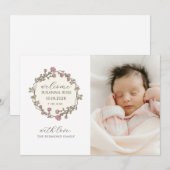 Carte Faire-part de naissance moderne photo bébé (Devant / Derrière)