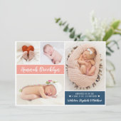 Carte Faire-part de naissance multi-photo moderne (Debout devant)