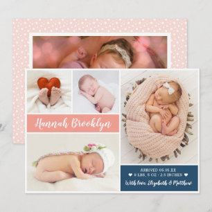 Carte Faire-part de naissance multi-photo moderne