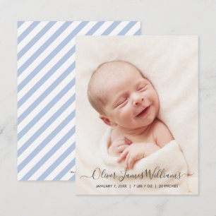 Carte Faire-part de naissance photo avec bandes bl