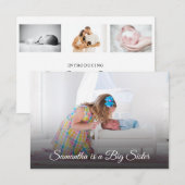 Carte Faire-part de naissance photo Big Sister New (Devant / Derrière)