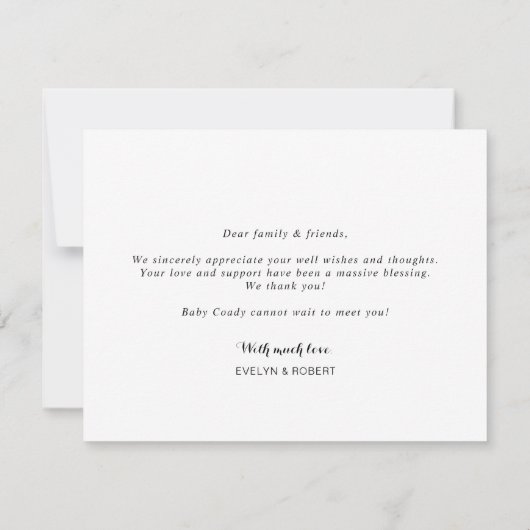 Carte Faire-part de naissance photo Calligraphie m (Dos)