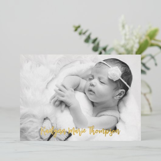 Carte Faire-part de naissance photo de script mode (Debout devant)