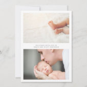 Carte Faire-part de naissance photo Hello Script m (Dos)