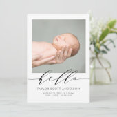 Carte Faire-part de naissance photo Hello Script m (Debout devant)