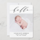 Carte Faire-part de naissance photo Hello Script m (Devant)