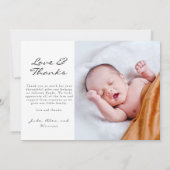 Carte Faire-part de naissance photo Love and Thank (Dos)