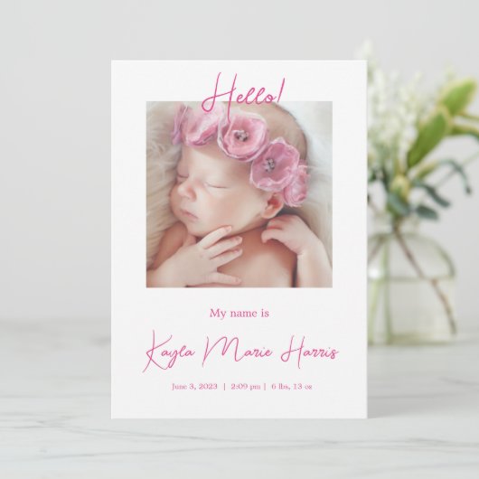 Carte Faire-part de naissance photo moderne (Debout devant)