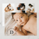 Carte Faire-part de naissance photo Monogramme cir (Devant / Derrière)