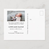 Carte Faire-part de naissance photo pour bébé à sc (Dos)