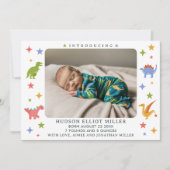 Carte Faire-part de naissance photo pour bébé Dino (Devant)