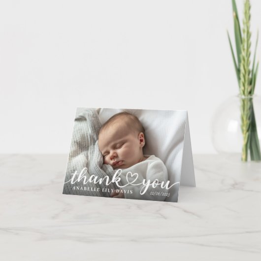 Carte faire-part de naissance photo, rejoint merci (Devant)