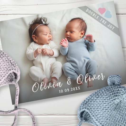 Carte Faire-part de naissance photo Twins