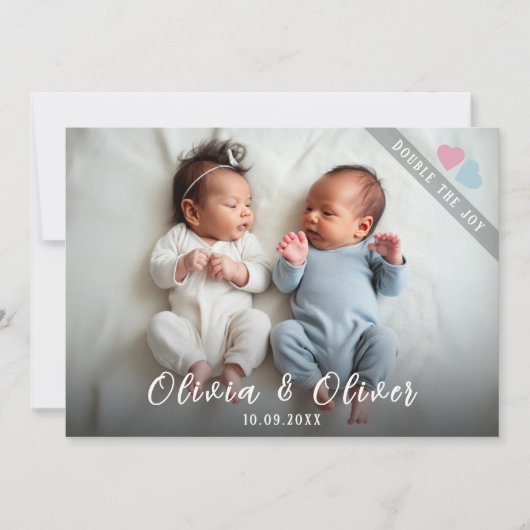 Carte Faire-part de naissance photo Twins (Devant)