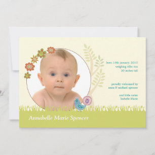 Carte Faire-part de naissance photo Whimsical Peac