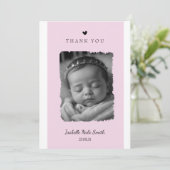 carte faire-part de naissance rose avec photo (Debout devant)