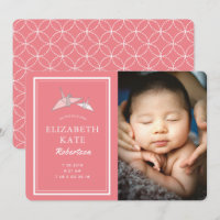 Carte Faire-part de naissance rose photo Origami C