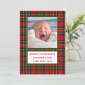 Carte Faire-part de naissance rouge (Debout devant)