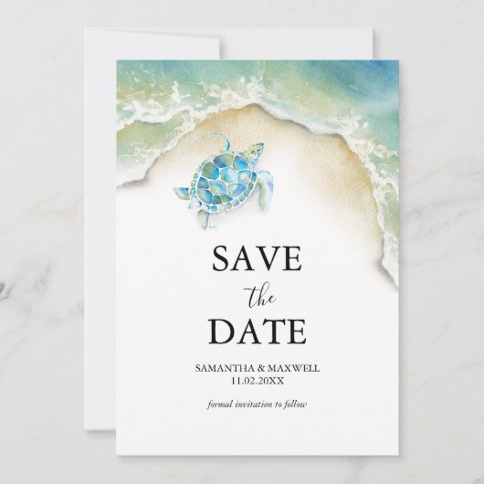 Carte Faire part de plage pour mariages (Devant)