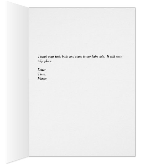 Carte Faire-part de vente de gâteau avec Cupcake (Intérieur (Droit))