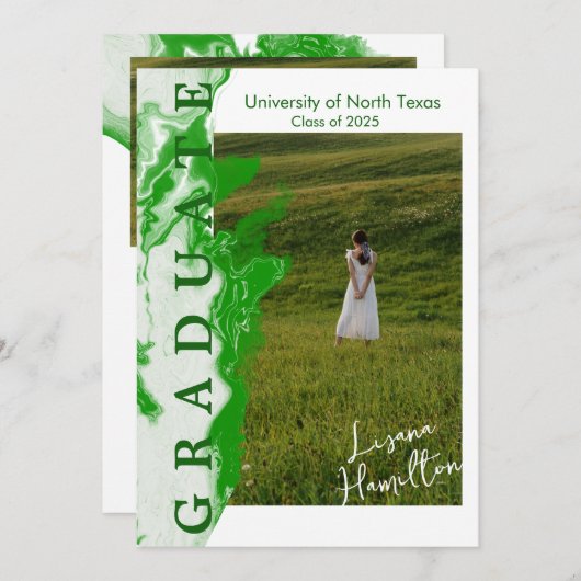 Carte Faire-part d'obtention du Marbre blanc vert (Devant / Derrière)