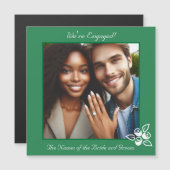 Carte Faire-part Fiançailles vert Rose (Devant / Derrière)