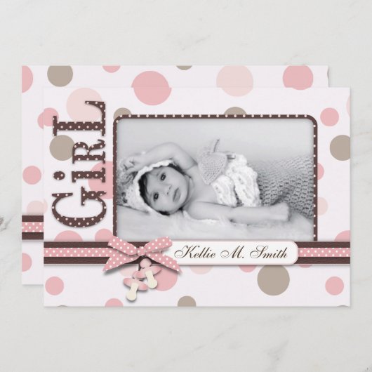 Carte Faire-part fille (Devant / Derrière)